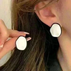 New Abstract White Enamel Earrings